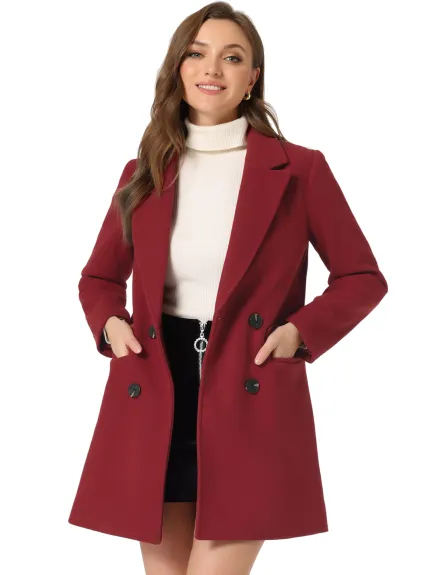 Allegra K- Trench-coat à poche et ceinture à double boutonnage