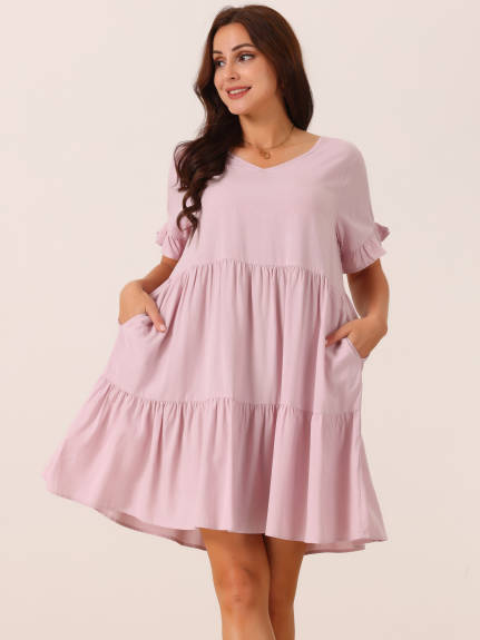 Allegra K - Summer Ruffle Casual Babydoll Dress