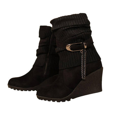 Where's That From - Womens/Ladies Bryony Suede Knitted Collar Wedge Ankle Boots