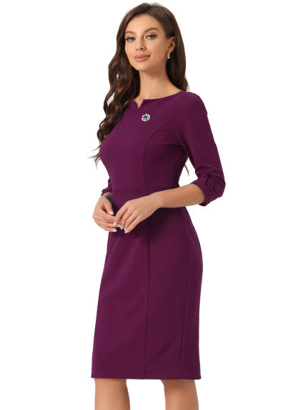 Allegra K- 3/4 Sleeve Sweetheart Neck Slim Pencil Dress