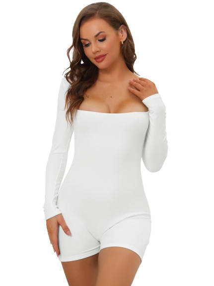 Allegra K - Square Neck Long Sleeve Full Bodysuit Pack