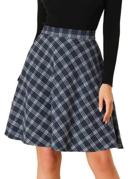 Allegra K - Plaid Tartan Knee Length A-Line Skirt