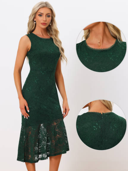 Allegra K- Lace Asymmetric Mermaid Cocktail Dress