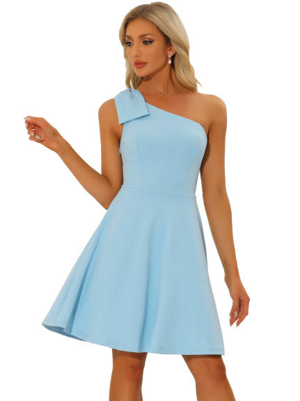 Allegra K- Elegant Flared One Shoulder Cocktail Dress