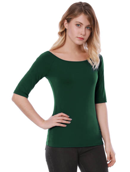 Allegra K- Half Sleeves Fitted Layering T-Shirt