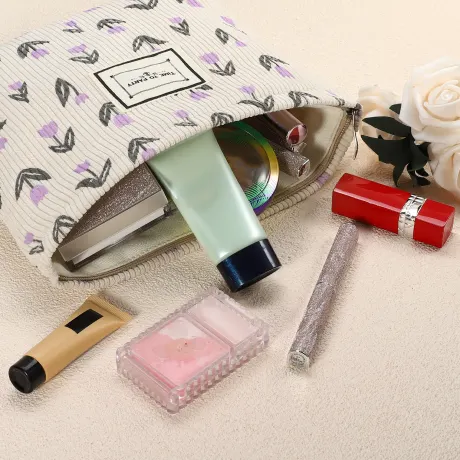 Unique Bargains - Trousse de maquillage florale Grande pochette Porte-monnaie de voyage