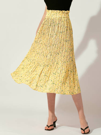 Allegra K - Floral A-Line Pleated Boho Skirt