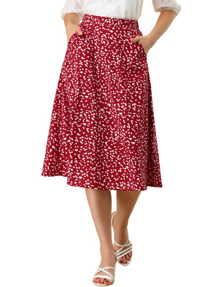 Allegra K- A-Line Floral Chiffon Midi Skirt