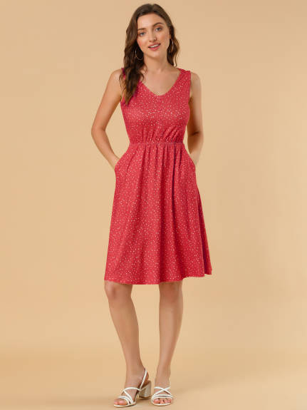 Allegra K- Polka Dots Elastic Waist Midi Sundress