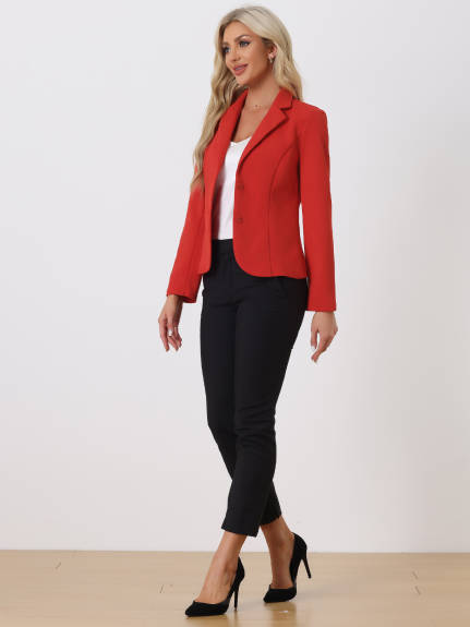 Allegra K- Lapel Collar Stretchy Jacket Suit Blazer