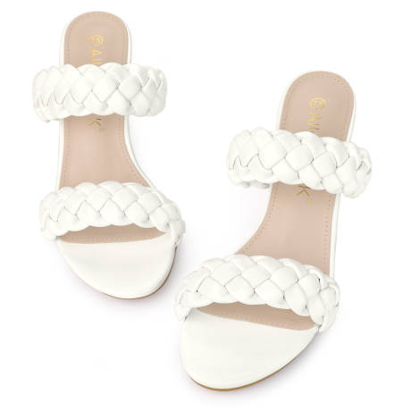 Allegra K - Braided Straps Slip-on Heeled Sandals