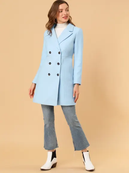 Allegra K - Trench long croisé à revers cranté