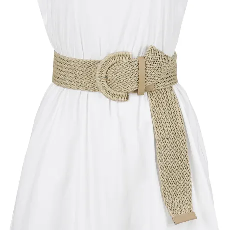 Allegra K- Wide Woven Braided Chunky Buckle Belt