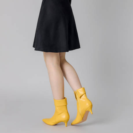 Allegra K - Pointed Toe Side Zip Ankle Boots