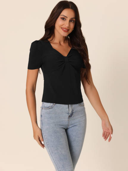 Allegra K - V Neck Knit T Shirt