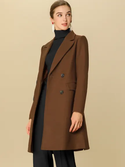 Allegra K- Trench-coat à poche et ceinture à double boutonnage