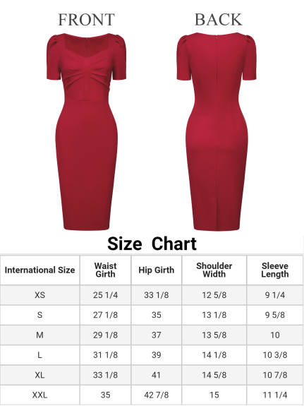 Hobemty- Sweetheart Neck Puff Short Sleeve Sheath Dress