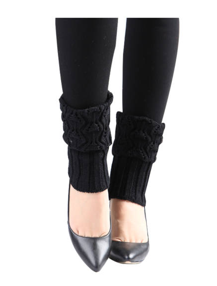 Allegra K- Knee Length Knitted Ribbed Leg Warmers