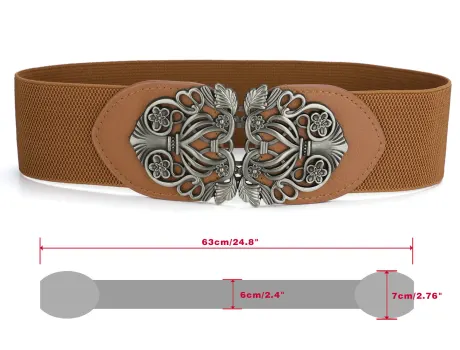 Allegra K- Wide Ceinture taille haute extensible avec boucle en métal