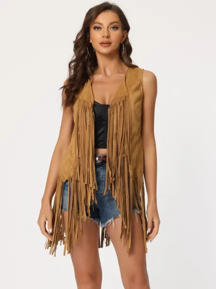 Allegra K- Faux Suede Front Open Cardigan Vest