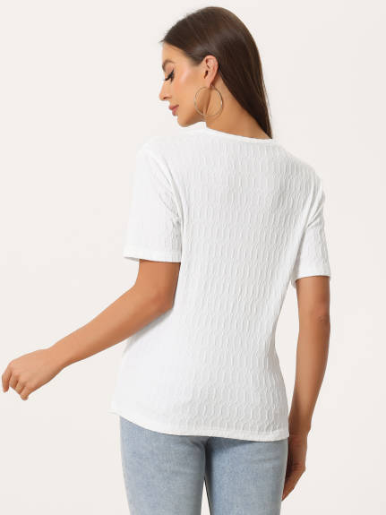 Allegra K- Round Neck Textured Top