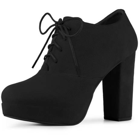 Allegra K- Platform Chunky Heel Lace Up Ankle Booties