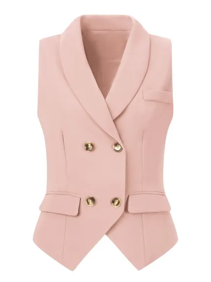 Allegra K- Gilet de costume dos nageur boutonné à revers châle