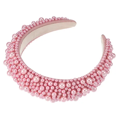 Unique Bargains - Faux Pearls Wide Padded Headband