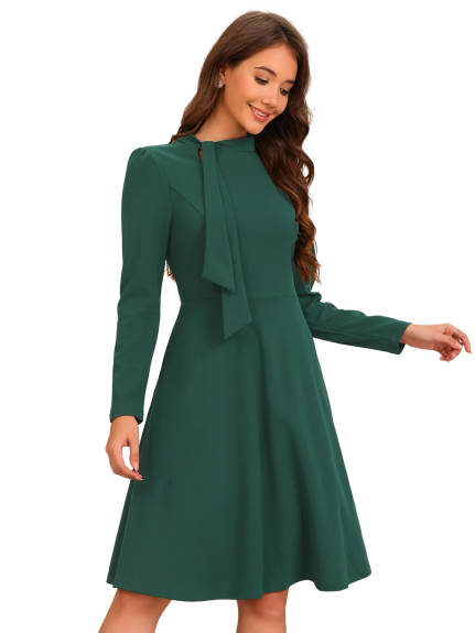 INSPIRE CHIC - Tie Mock Neck Long Sleeve Midi Dress