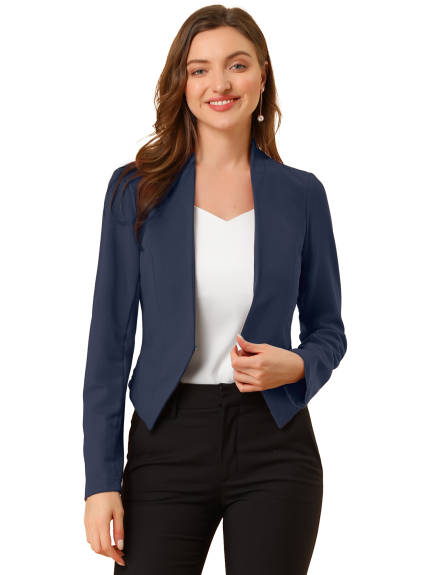 Allegra K- Suit Collarless Cropped Blazer Jacket