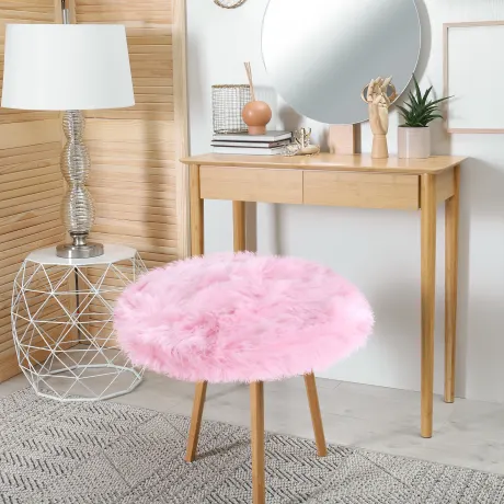 PiccoCasa- Faux Fur Round Fluffy Area Rugs 2 x 2 Feet