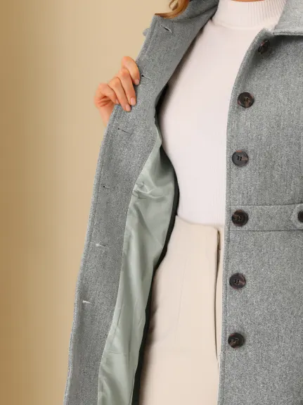 Allegra K- Single Breasted Long Outwear Coat with Pocket