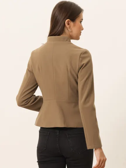 Allegra K- Manteau court en laine à basque