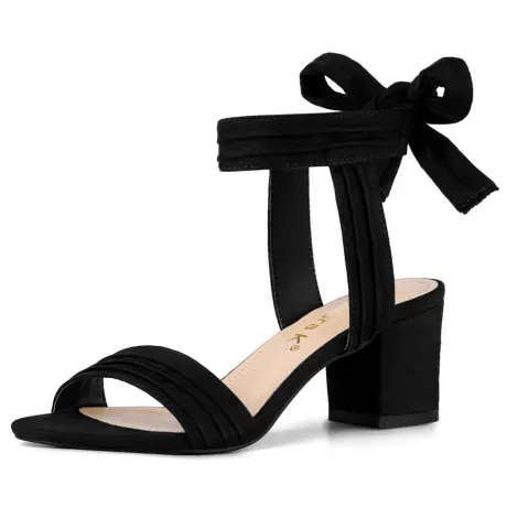 Allegra K- Open Toe Ankle Tie Back Block Heels Sandals