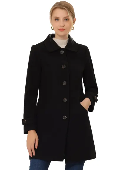 Allegra K- Peter Pan Collar Outwear Trench Caban