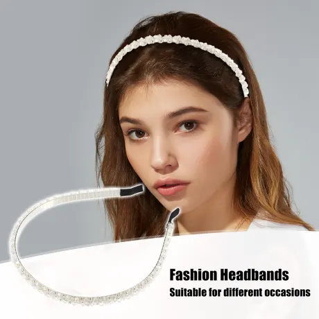 Unique Bargains- 2 Rows Rhinestone Hairband Headband