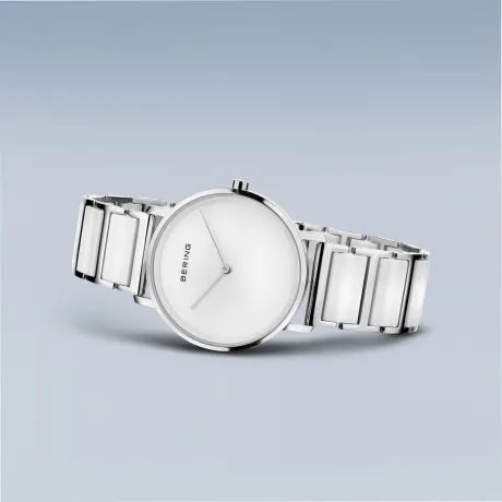 BERING - 35mm Ladies Ceramic Stainless Steel Watch In Silver/White