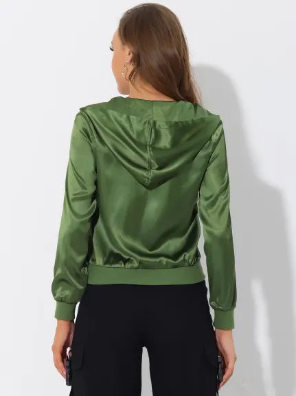 Allegra K- Casual Zipper blouson léger avant