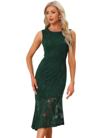 Allegra K- Lace Asymmetric Mermaid Cocktail Dress