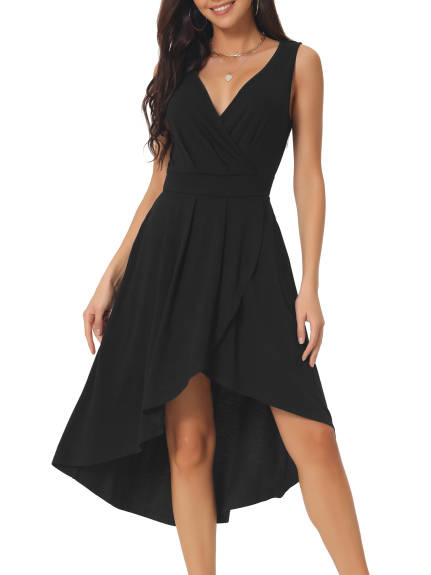 Allegra K - High Low Wrap V Neck Midi Tank Dress