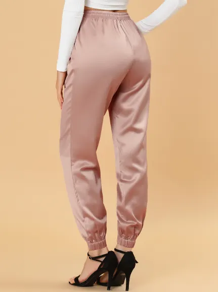 Allegra K- Pantalon d'athlétisme à taille élastique, longueur cheville, jogging