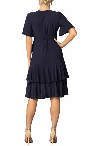 Kiyonna Miranda Double Ruffle Wrap Dress with Sleeves