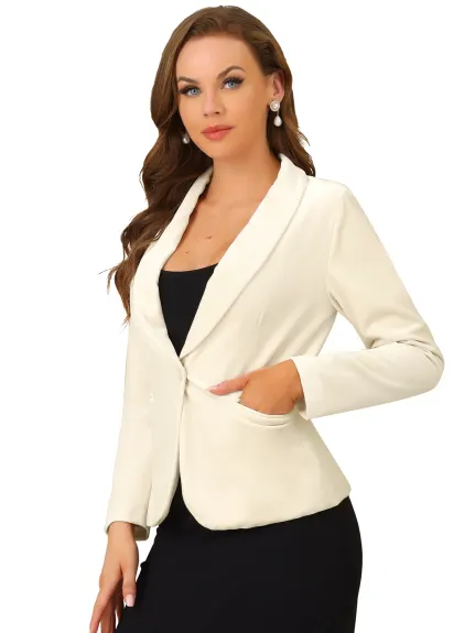 Allegra K- Shawl Collar One Button Velvet Blazer