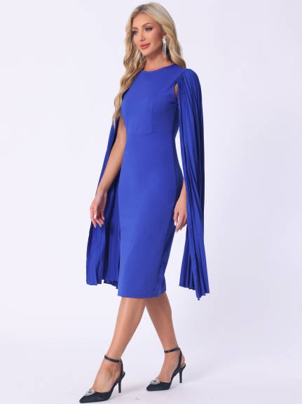 Allegra K - Cloak Sleeve Evening Pencil Cape Dress