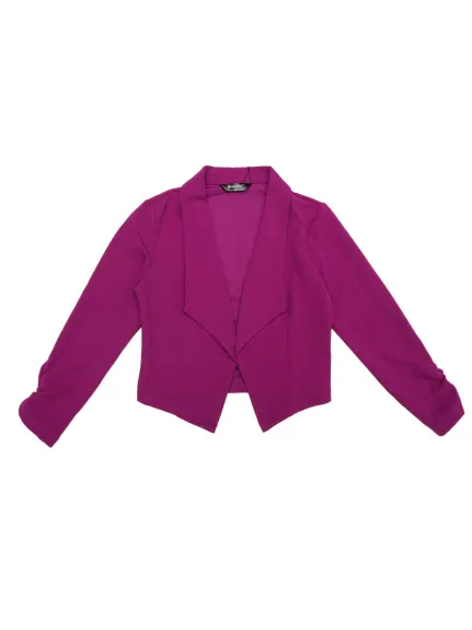 Allegra K- Cropped Notched Lapel Long Sleeve Blazer