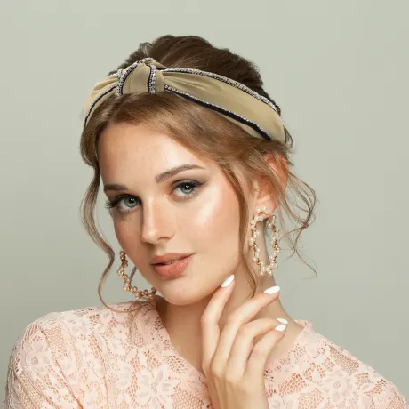 Unique Bargains - Top Knotted Rhinestone Trim Wide Headbands