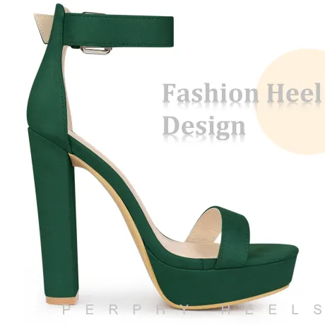 Allegra K- Platform High Chunky Heel Ankle Strap Sandals