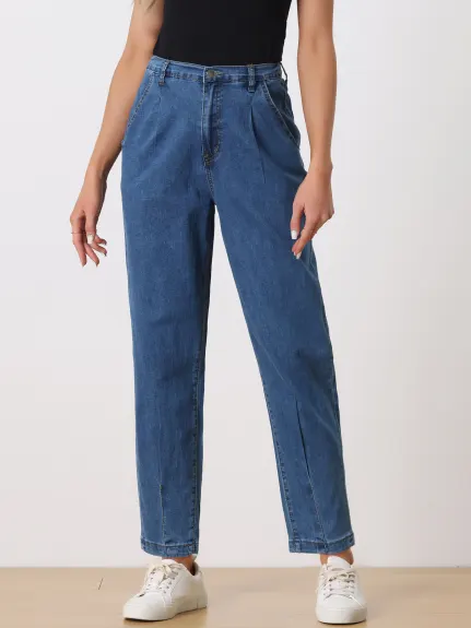 Allegra K- Capri High Elastic Waist Denim Pants