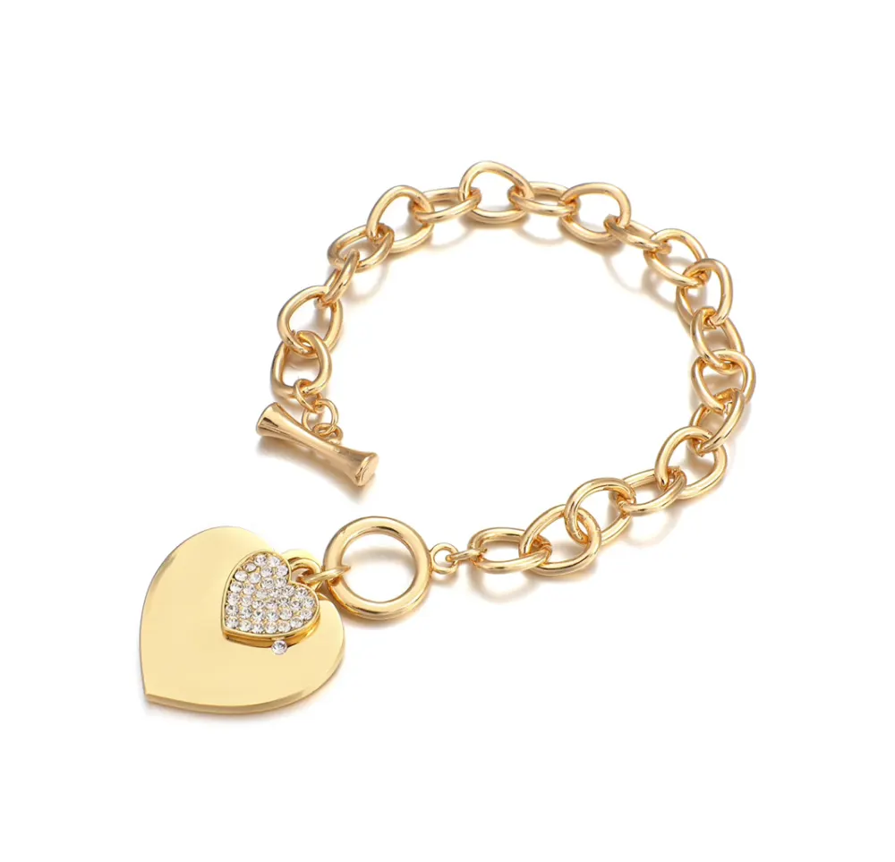 Goldtone Chain Bracelet with Heart Charm by Don't AsK