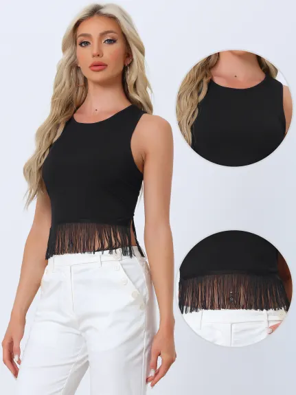 Allegra K- Ribbed Knit Crop Tops